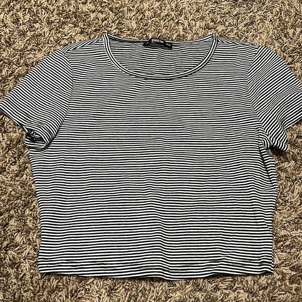 black and white striped crop top